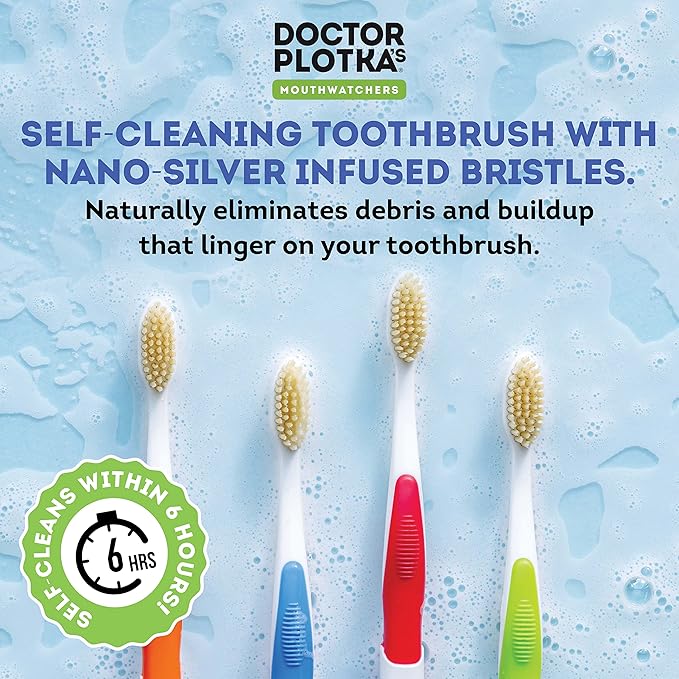 MOUTHWATCHERS Soft Flossing Manual Toothbrush for Adults, 2 Pack, Green, Ultra Clean, Good for Sensitive Teeth and Gums, by Dr. Plotka's