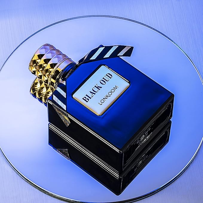 Lonkoom Black Oud Perfume for Men, Woody Eau De Parfum Spray Long-Lasting Fragrance, Notes of Lanvender Salvia Bergamot Chrysophoron Cocoa Pod Cardamom Patchouli Leather Vetiver