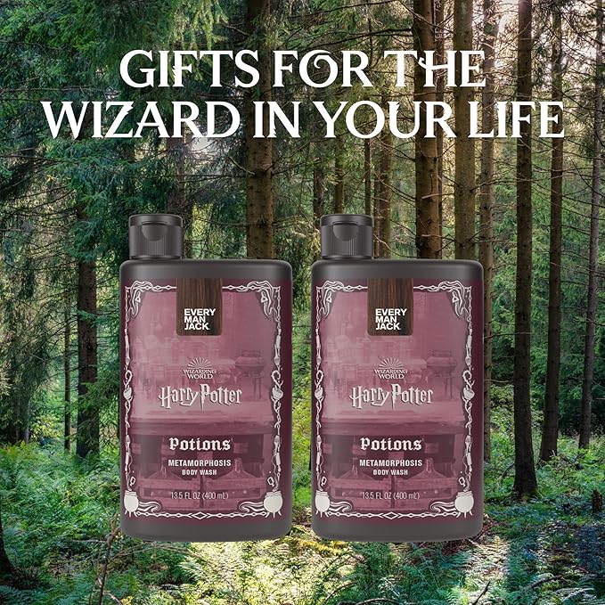 Every Man Jack Harry Potter Collectors Body Wash - Hogwarts Inspired Scents & Clean Ingredients - Potions - Metamorphasis Scent - 13.5 oz (Pack of 2)