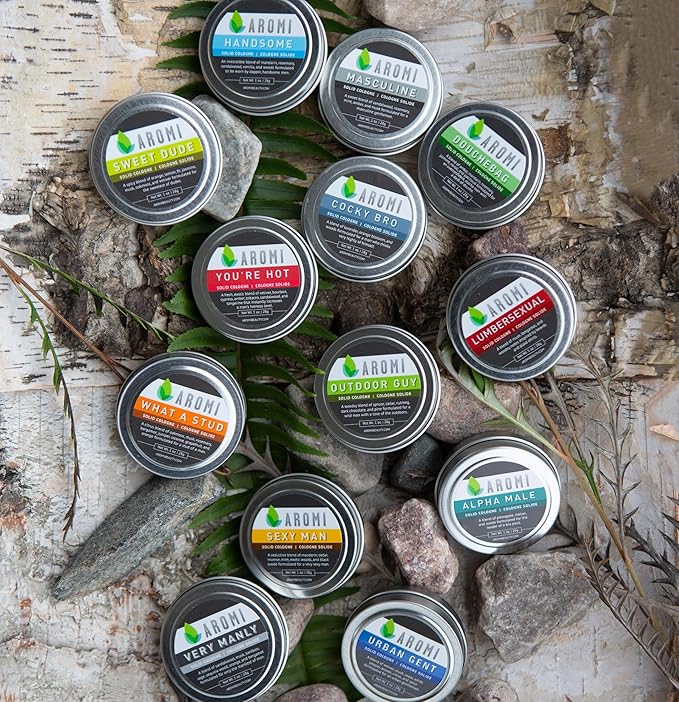 Aromi Solid Cologne | Fresh, Fruity Fragrance, Pineapple, Suede, and Lavender Scent, Small Men's Gift, Travel, Wax, Vegan, Cruelty-free, Alcohol-free (Alpha Male)