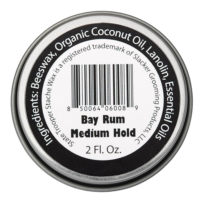 Bay Rum Mustache Wax & Beard Balm - All Natural Ingredients - For Best Styled Handlebar Mustache and Nourished, Moisturized & Tamed Beard with Leave-In Balm with Argan Oil