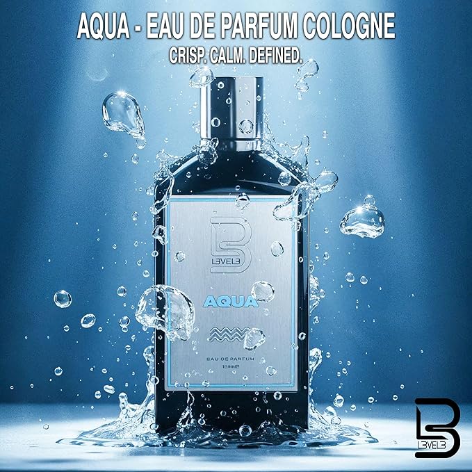 L3 Level 3 Eau de Parfum Cologne for Men - Long Lasting EDP - Mint, Lavender, Amberwood Notes - 3.38 fl oz (Aqua)