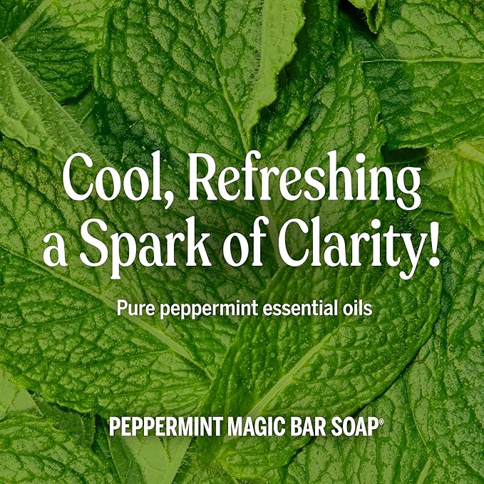 Dr. Bronner's Pure-Castile Magic Bar Soaps (Peppermint, 5oz, 2-Pack) – Made with Regenerative Organic Certified Oils, Soap Bars for Men & Women, Gentle for Face & Body, Vegan, Non-GMO
