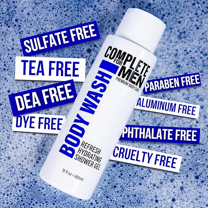 Hydrating Shower Gel for Men: Sulfate-Free Mens Body Wash, Natural Shower Gel - Moisturizing Body Wash for All Skin Types, Soap & Body Cleansers, Bath Gel for Dry Skin