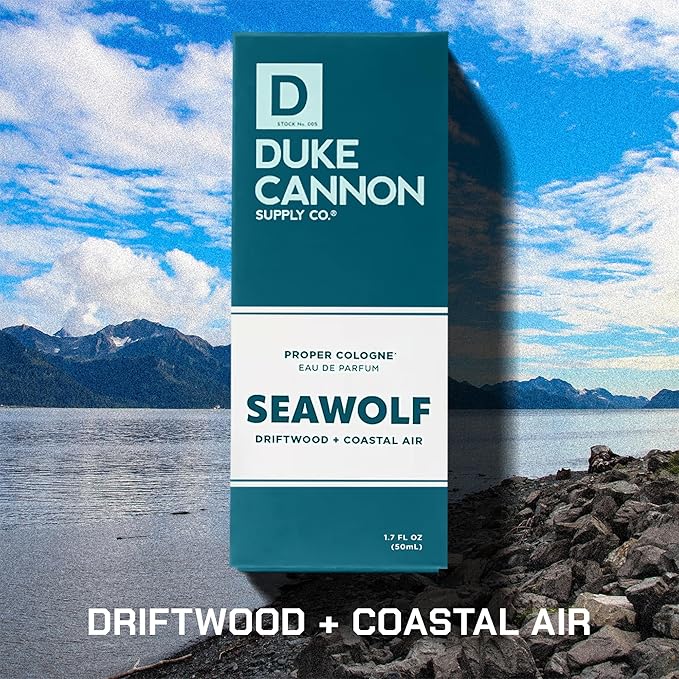 Duke Cannon Supply Co. Proper Cologne 2-Pack for Men – Sawtooth & Seawolf Eau de Parfum, Alpine Air Cedarwood + Driftwood Coastal Air Scents, Long-Lasting Masculine Fragrance, 1.7 Fl Oz.