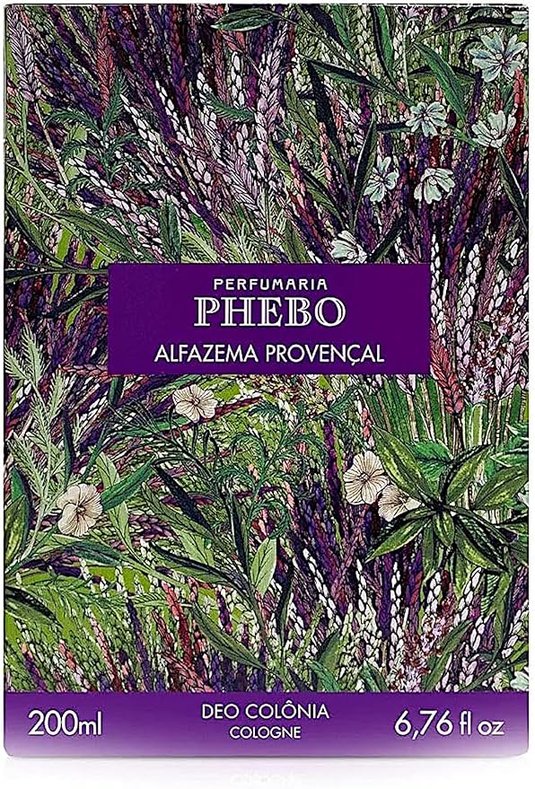 Linha Mediterraneo Phebo - Deo Colonia Alfazema Provencal 200 Ml - (Phebo Mediterranian Collection - Eau de Cologne Lavender From Provence 6.8 Fl Oz)