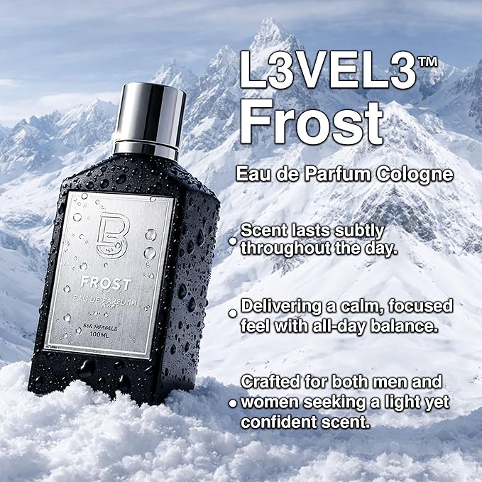 L3 Level 3 Eau de Parfum Cologne for Men - Long Lasting EDP - Juniper, Frozen, Pine Notes - 3.38 fl oz (Frost)