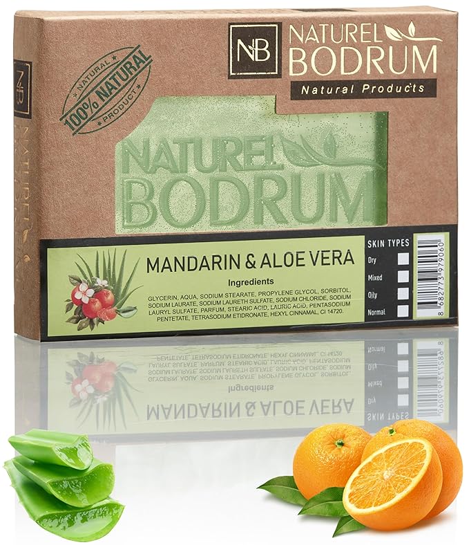 Mandarin and Aloe Vera Organic Soap Bar for Women and Men - Glycerin Soap Bar, Soothing Facial & Body Bar Soap with Collagen-Boosting Citrus Oils - Natural Spa Gift, for All Skin Types