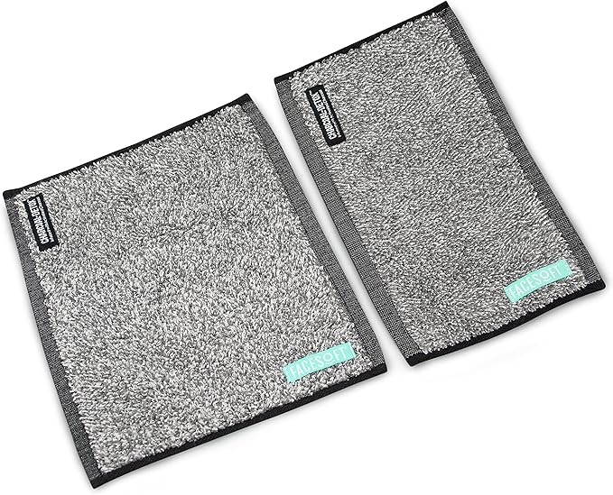 FACESOFT Mini and Nano Detox Sweat Charcoal Towel Multipack - Infused with Activated Charcoal - Pulls Oils and Toxins from Skin - Absorbent Cotton Exercise Towel - No Synthetic Microfibers - 2 Pc