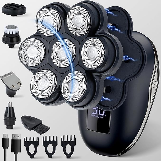 2025 New Upgrade Magnetic Head Shavers for Bald Men, Electric Razor for Men, Mens Shaving with Nose Hair Sideburns Trimmer, LED,Travle Lock