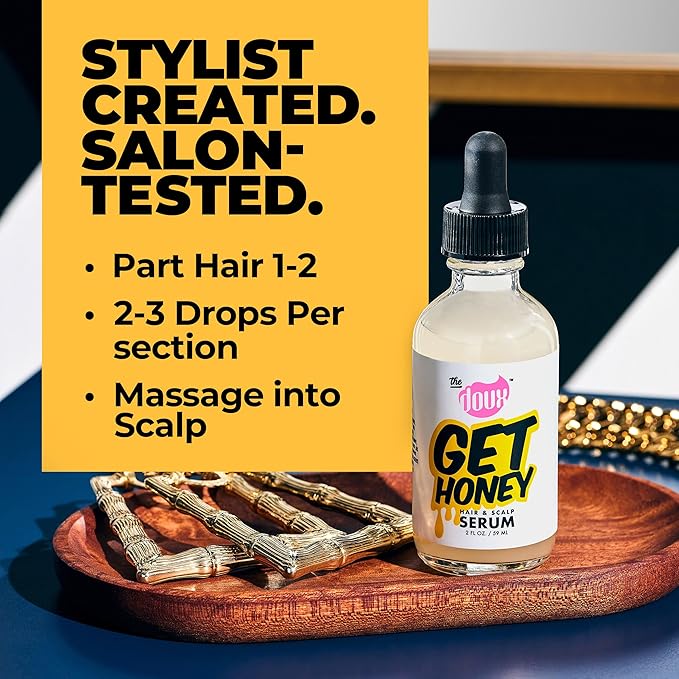 The Doux Get Honey Hair & Scalp Serum for Curly and Natural Hair – Anti-Itch Treatment with Honey – Lightweight Hair Oil for Dry Scalp, Frizz Control, Split Ends & Breakage Protection