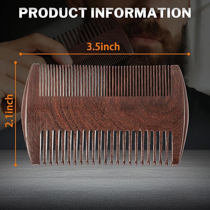 BFWood Mens Beard Comb, Small Travel Beard Set - Black Walnut Wood, Grooming Sandalwood Mustache Comb, Mustache Tools With Storage Bag