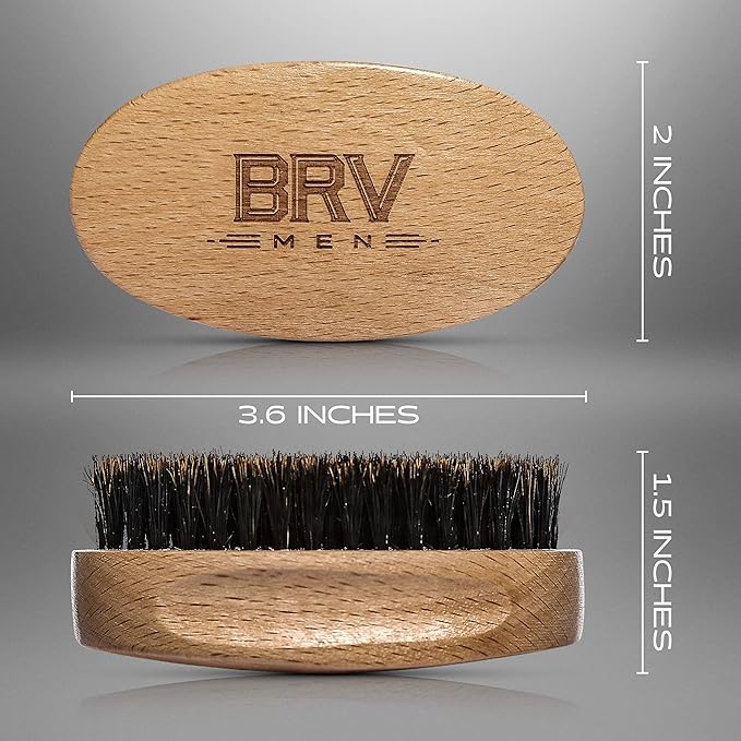 BRV MEN Beard Brush | Firm Boar Bristles | First-Cut Boar Hair Bristles | The Ideal Gift For Men (Beechwood)