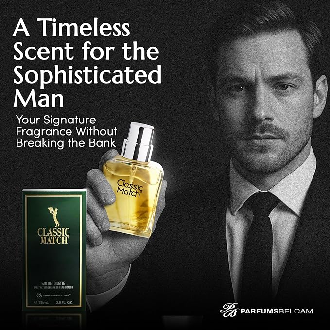 PB ParfumsBelcam Classic Match Green Eau De Toilette Spray for Men – Fresh Chypre Cologne, Bergamot, Basil, Musk, Long-Lasting Masculine Fragrance, Signature Scent – 2.5 Fl Oz