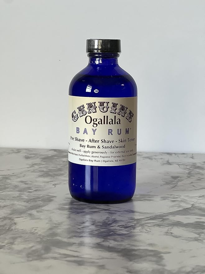 8 oz Genuine Ogallala Bay Rum & Sandalwood Aftershave Old-time looking bottle and label.