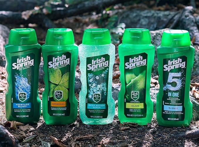Irish Spring Moisturizing Men's Body Wash Shower Gel, Moisture Blast - 18 Fluid Ounce (2 Pack)