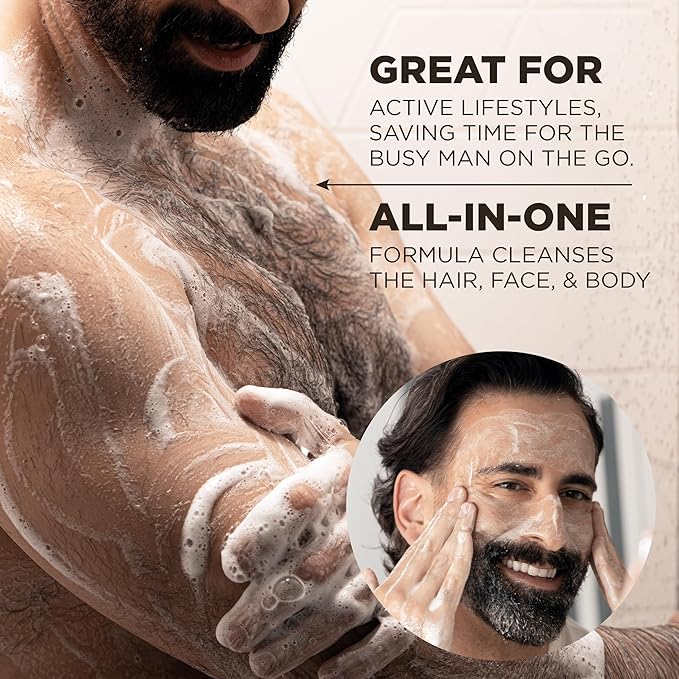 CHI pour Homme 3-in-1 Cleansing & Moisturizing Hair, Face & Body Wash for Men, Made With Aloe Vera & Nettle, Fresh, Woody Scent, Sulfate-Free, 25 oz