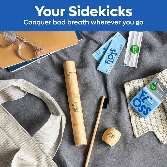 Individually Wrapped Dental Floss Picks (50ct) - Eco-Friendly Flosser Handle Made with Straw Wheat Blend | Great for Travel | PFA Free | Toothpick Stick Soft On Gums & Teeth | Vegan | Mint