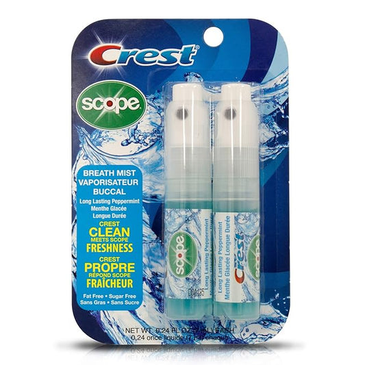 Crest Breath Mist With Scope Long Lasting Peppermint 2 7Ml Bottles