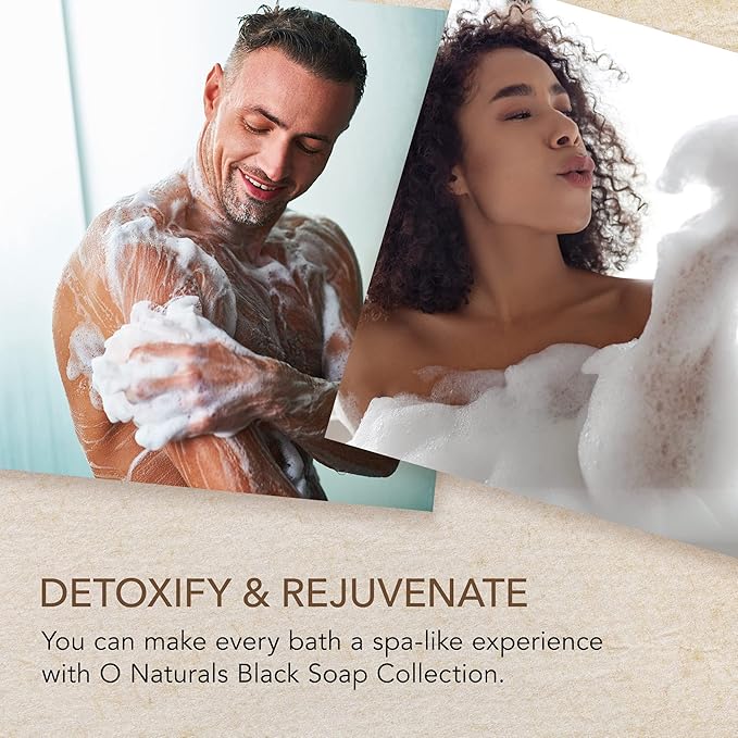 O NATURALS 100% Natural Bar Soap - Gift Set - Organic Ingredients & Essential Oils - Spa Gifts for Women & Men, Body Wash & Face Soap - 6PC Black Soap Collection