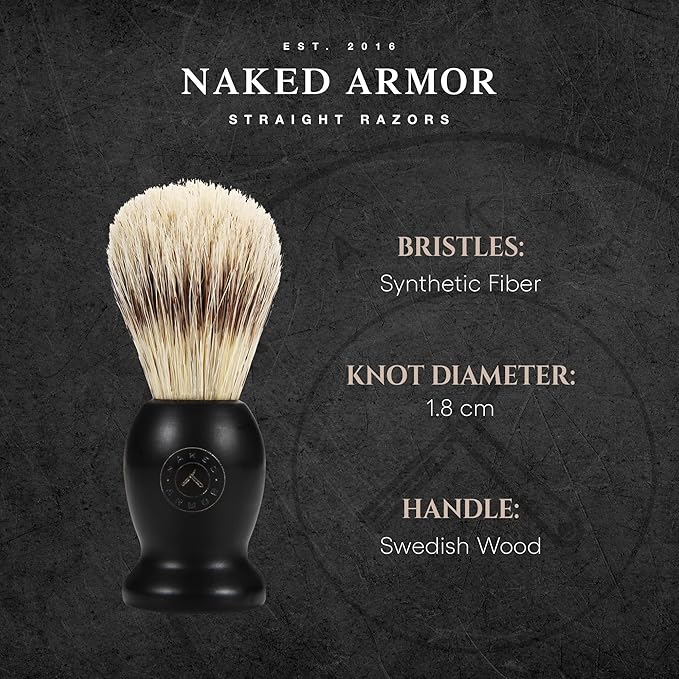 Synthetic Badger Hair Shaving Brush - Futura Synthetic Badger Hair + Handmade Swedish Black Wood Shave Brush, Exfoliating Stiff Bristles, Thick & Creamy Lather For A Great Shave, Great For Travel