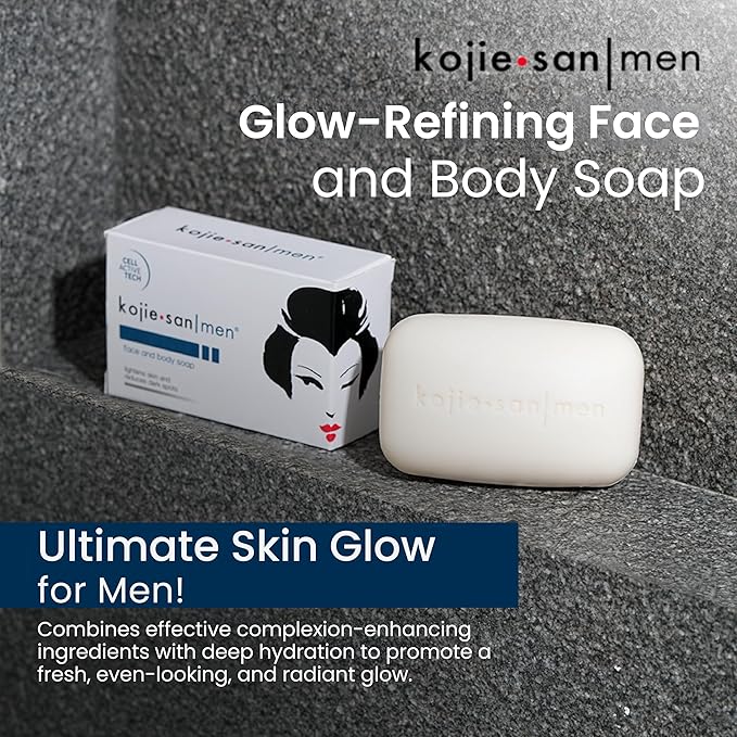 Kojie San Men Face and Body Soap – 135g | Deep Cleansing Bar for Smooth, Fresh, and Hydrated Skin | Sulfate-Free and Paraben-Free