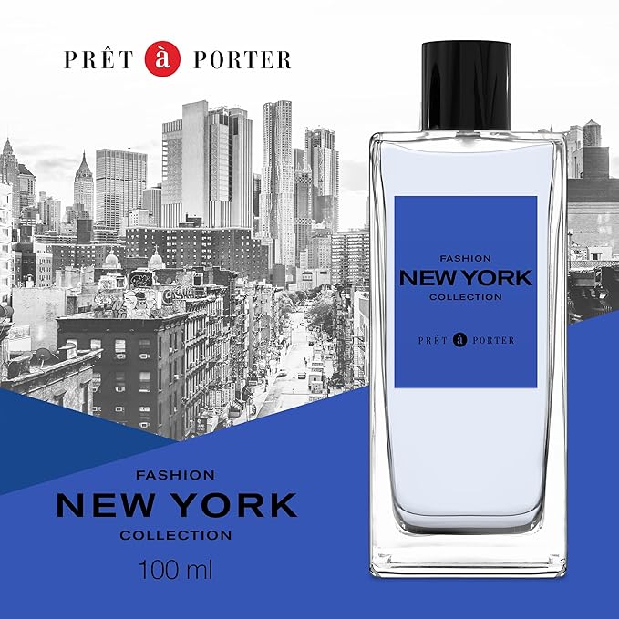 Pret à Porter City Collection New York Eau de Parfum 3.4 fl oz (Pack of 2), Notes of Juniper Berries, Wood, and Cedarwood, Men's Fragrance, Long Lasting, Everyday Fragrance, Travel Size