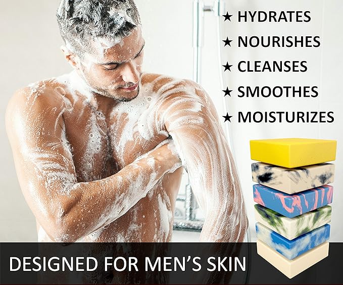 NATURAL AMERICAN SOLDIER Mens Bar Soap - Masculine Scents, 100% Natural Soap for Men - Essential Oils, Organic Shea Butter - Made in USA, Man Body Wash - 5 oz (6pk)