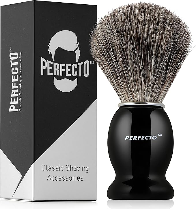 Perfecto Black Stand + Black Shaving Brush