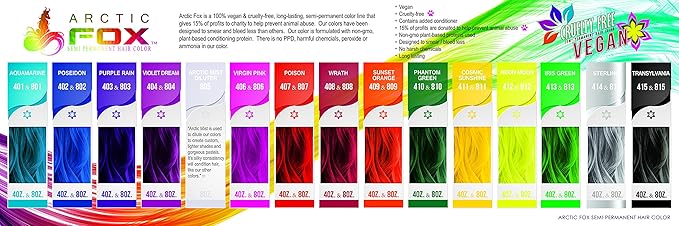 ARCTIC FOX Vegan and Cruelty-Free Semi-Permanent Hair Color Dye (4 Fl Oz, ELECTRIC PARADISE)