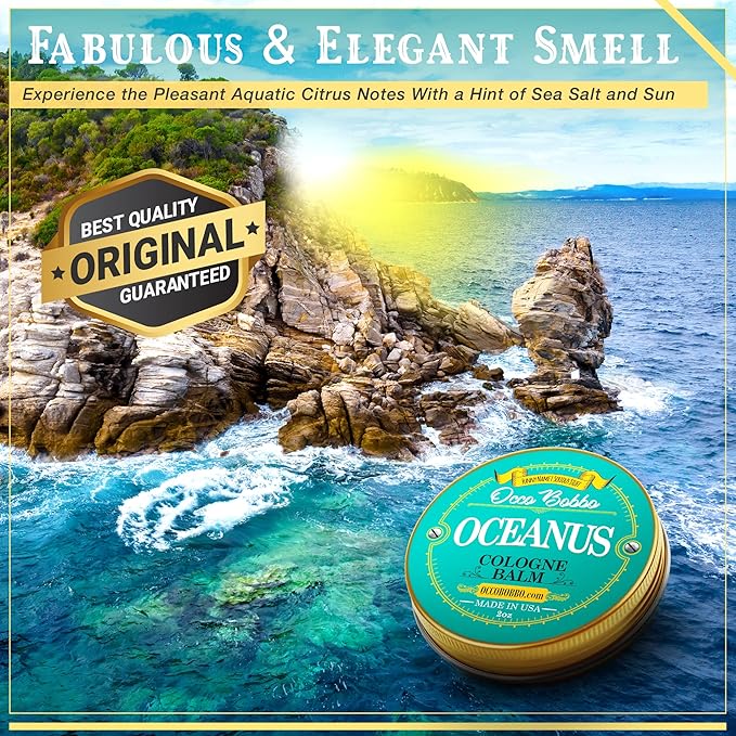 Handy Hound Occo Bobbo - Oceanus Solid Cologne Men - Made In the USA - A Clean Masculine Scent - All Natural Ingredients - .5 oz