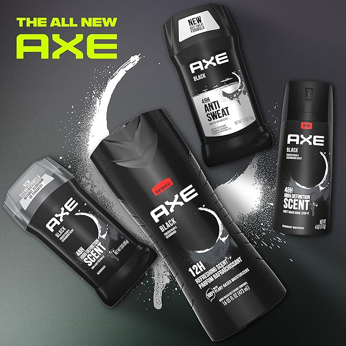 AXE Body Wash 12h Refreshing Scent Cleanser Black Frozen Pear and Cedarwood Men's Body Wash with 100 percent Plant-Based Moisturizers 16 oz (Pack of 2)