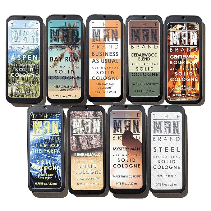 Solid Cologne Sample Set of 9 - Men's Sample Cologne Pack - Mens fragrance Sampler Set - Mens Travel Size Perfume Sampler Set (All or Nothing - 9 Pack - 0.75 oz each)