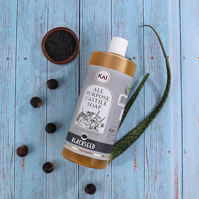 Black Seed Liquid Castile Soap; Concentrated and All-Purpose; Use for All Natural Body Wash, Face Cleanser, Hair Shampoo, Hands, Dishes, Laundry, Floors, and Pets; 32 Ounce (1 Pack)