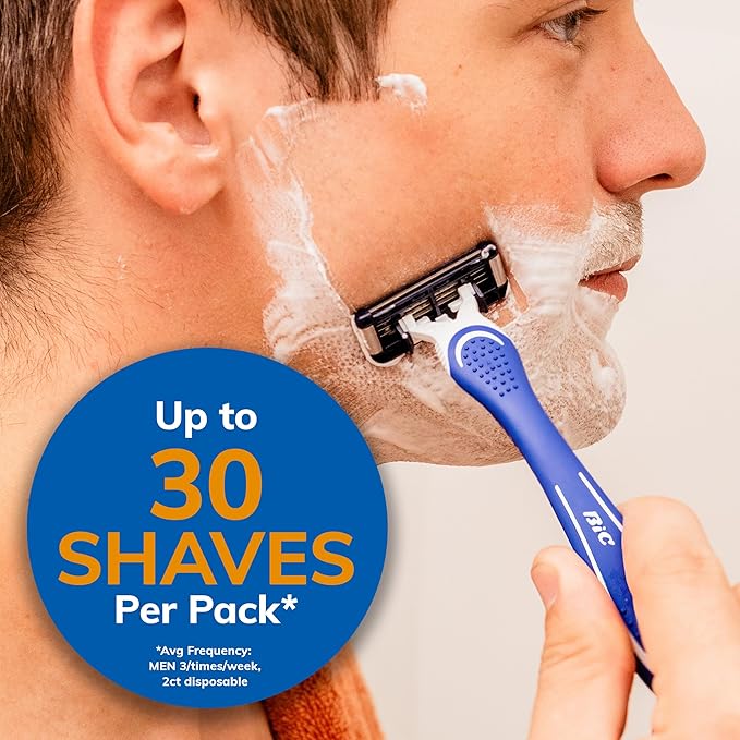 BIC EasyRinse Anti-Clogging Men's Disposable Razors for a Smoother Shave With Less Irritation, Shaving Razors With 4 Blades, 2 Count