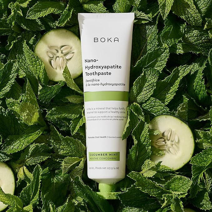 Boka Fluoride Free Toothpaste, Nano Hydroxyapatite Toothpaste, Appropriate for Sensitive Teeth - for Adult, Kids Oral Care - Cucumber Mint Flavor, 4 Fl Oz 3Pk US Manufactured
