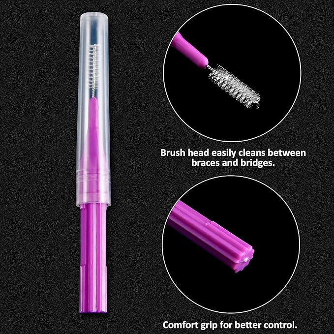 Patelai 50 Pieces Braces Brush for Cleaner Interdental Brush Between Teeth Toothpick Flosses Dental Flossing Head Oral Hygiene Tooth Cleaning Tool (Assorted Color)