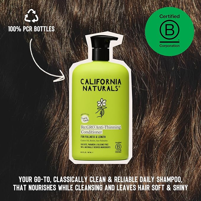 California Naturals Re:GRO Hair Conditioner, Anti-Thinning & Hair Growth Support, All Hair Types, Vegan, Natural, Cruelty Free, Silicone, Paraben & Sulfate Free Conditioner, 20 fl oz
