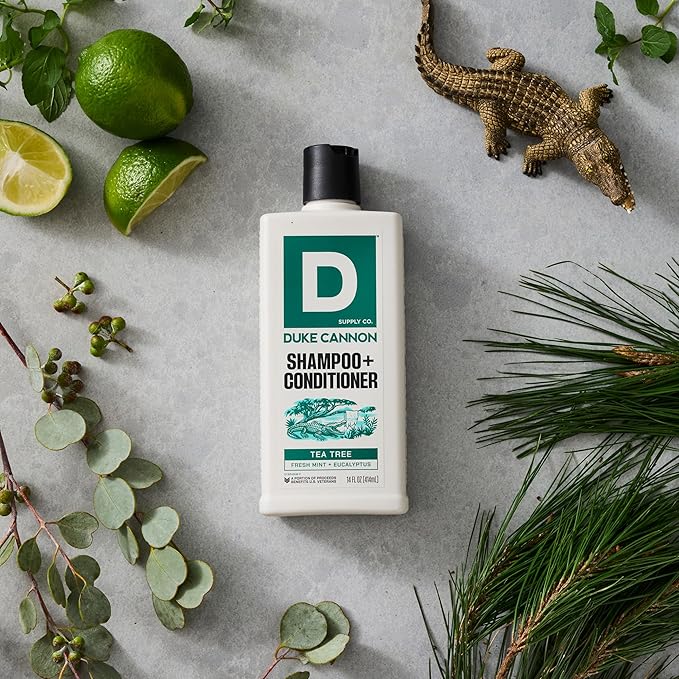 Duke Cannon 2-in-1 Shampoo & Conditioner for Men – Tea Tree Oil, Refreshing Scalp Care, Sulfate Free, 14 oz