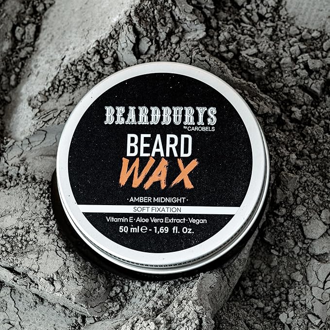 Beardburys Beard Wax Moustache Wax for Men Strong Hold Tame Style Mustache Wax Soft Fixing Long-Lasting Groomed Look Grooming Wax Paraben Free Made With Natural Ingredients Scented 50g