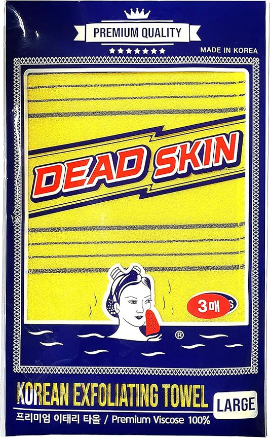 DEAD SKIN Professional Exfoliating Towel Bath Washcloth Mitt Korean Italy Towels (Yellow 3EA)