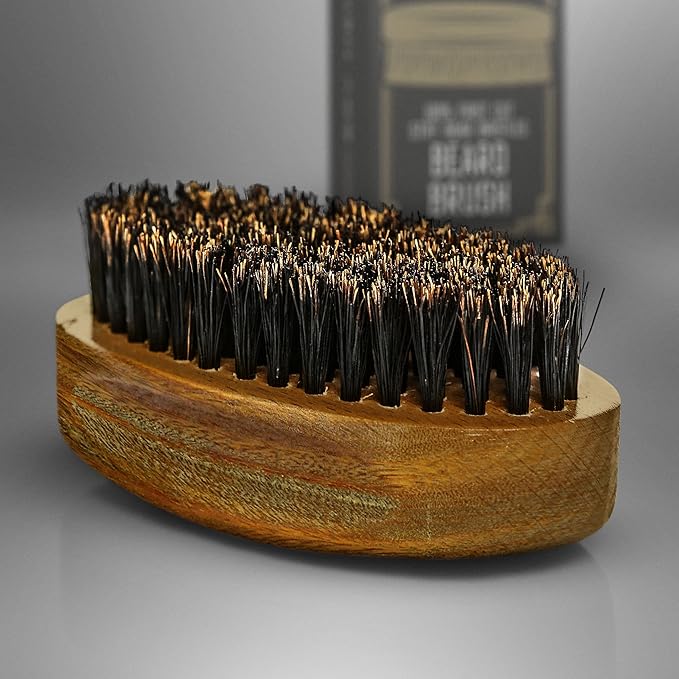 BRV MEN Beard Brush | Firm Boar Bristles | First-Cut Boar Hair Bristles | The Ideal Gift For Men (Green Sandalwood)