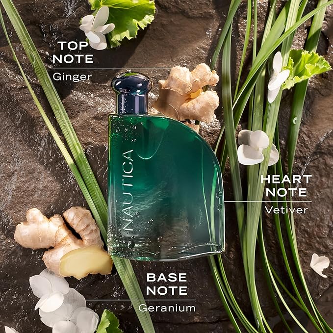Nautica Color Green Eau de Toilette for Men, Woody Fougere Fragrance, Notes of Ginger, Geranium and Vetiver, 1.6oz