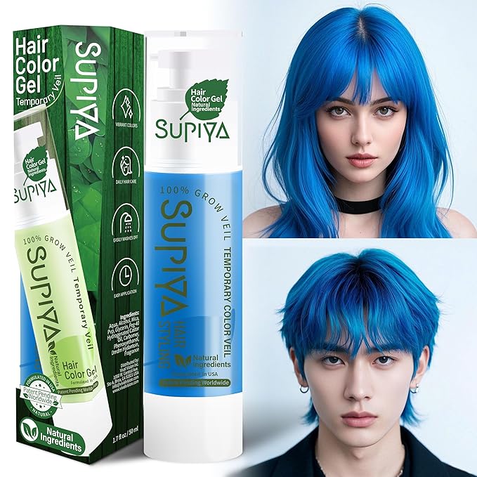 Temporary Hair Color - Washable Hair Wax for Men and Women, All-Day Hold Disposable Hair Wax for Party, Cosplay & Daily (Marine Color #07)