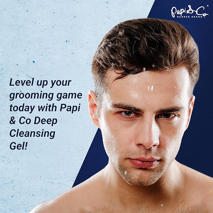 PAPI & CO. - Men's Beard & Face Wash - Deep Cleansing Gel Facial Cleanser - Hydrating Purifying Exfoliating Beard Wash - Moisturizing Conditioner for Itching Relief - Sulfate & Paraben- Free - 4.2 oz