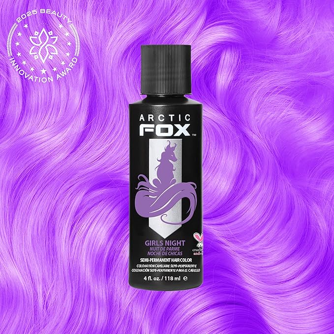 Arctic Fox Semi-Permanent Hair Dye, Vegan & Cruelty-Free, Pastel Lilac Color for Platinum Blonde Hair, Ammonia & Peroxide Free, Conditioning Formula, Girls Night, 4 Fl Oz (Pack of 2)