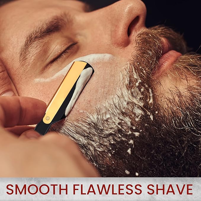 Straight Razors for Men with 20 Straight Edge Razor Blade & Case, Mens Straight Razor for Shaving Navajas Para Barbero Barber Razors for Men, Beard Razor