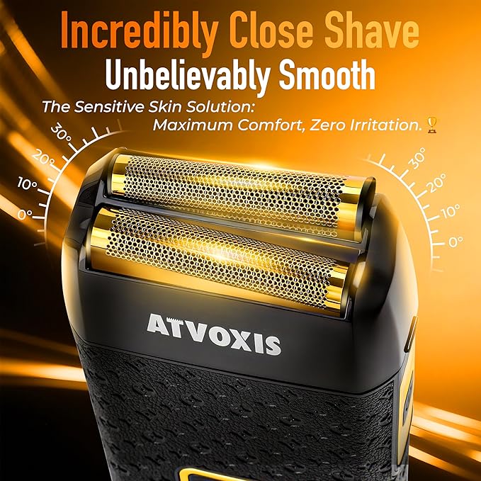 8500RPM Leather-Wrapped Close Shave Foil Shavers for Men, Portable 3-Speed Electric Foil Razor with Travel Case, Cordless 200min Runtime, USB-C Rechargeable, Fast Charging, Charger Included
