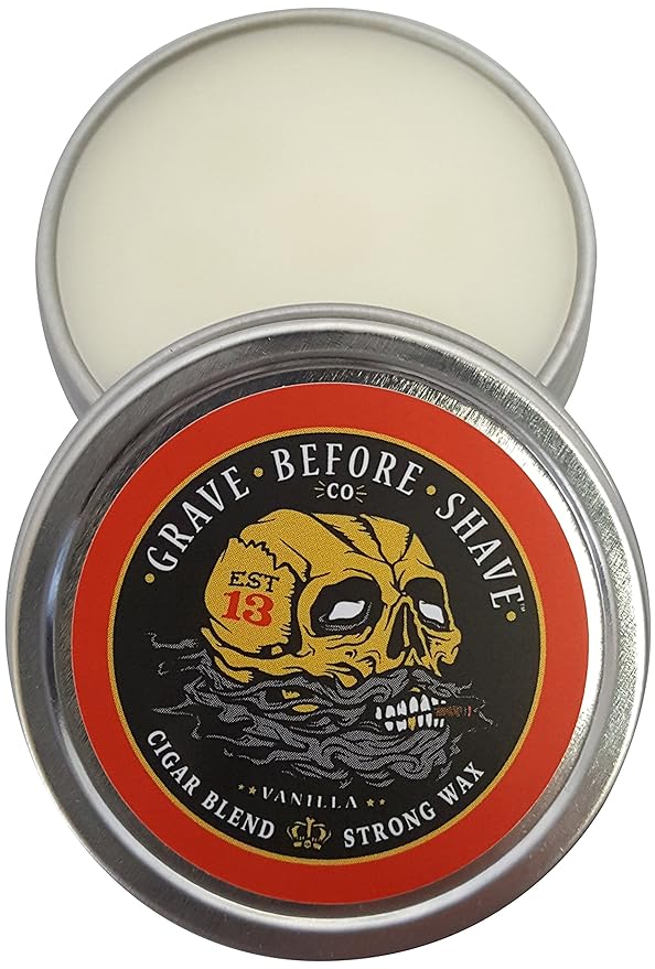 Grave Before Shave Fisticuffs Cigar Blend Strong Hold Mustache Wax 1 OZ. Tin