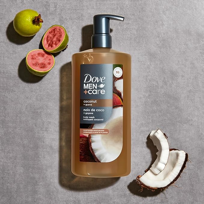 DOVE MEN + CARE Plant-Based Coconut + Guava Body Wash for Men For Moisturized Skin 26 Fl Oz